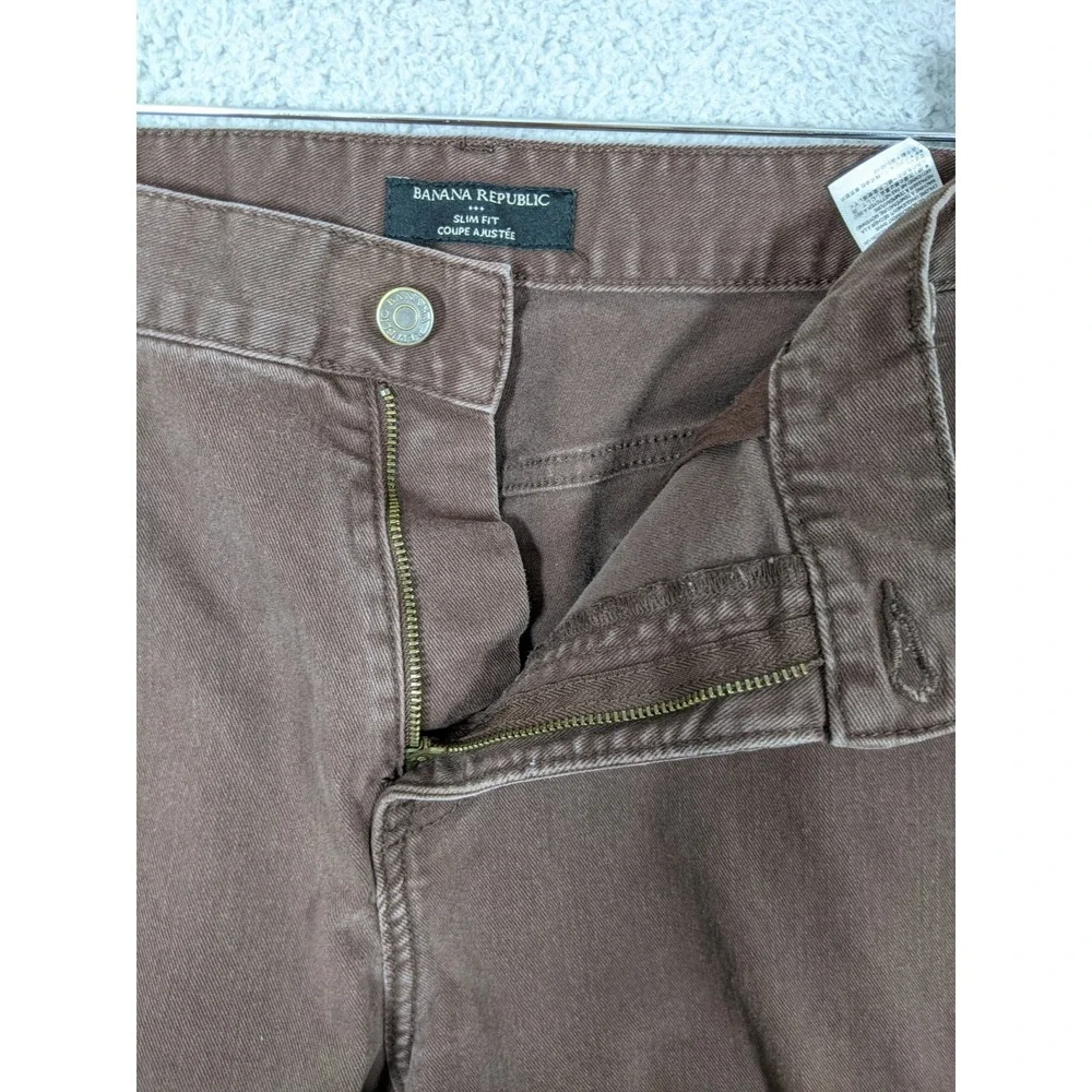 Banana Republic Slim Fit Jeans Mens 36X30 (36x28) Brown Denim Zip Fly Straight